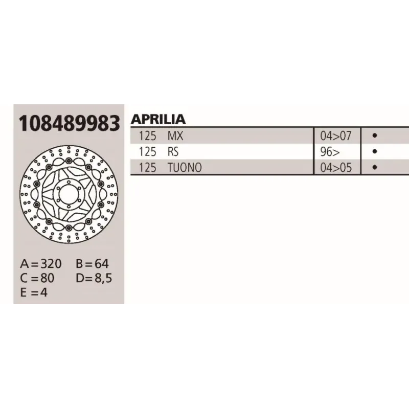 Disco Brembo Genuine Aprilia 125 RS-Tuono 108489983