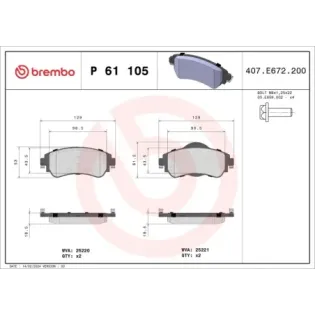 BREMBO P61105 Juego de pastillas de freno