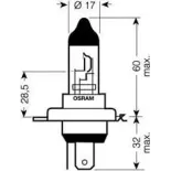 Lámpara faro de carretera Osram H4 12V 60-55W 3200K Halógena 