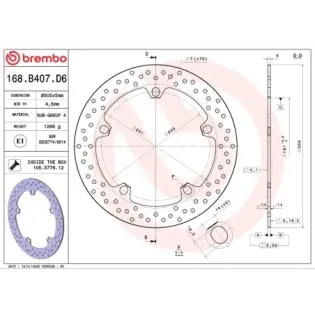 Disco de freno moto Brembo fijo Serie Oro 168B407D6