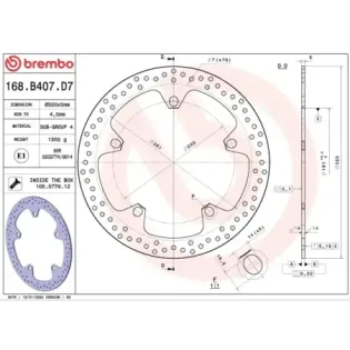 Disco de freno moto Brembo fijo Serie Oro 168B407D7 con kit de montaje