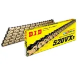 Cadena DID 520 VX3 114 pasos color oro y acero con remache - 28831147Z