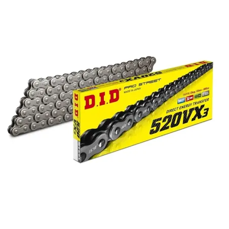 Cadena DID 520 VX3 118 pasos color acero con remache - 28831185Z