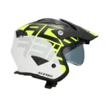 Casco Acerbis Jet Aria Graphic Sport 22-06 color negro y amarillo fluor mate 0026602.457