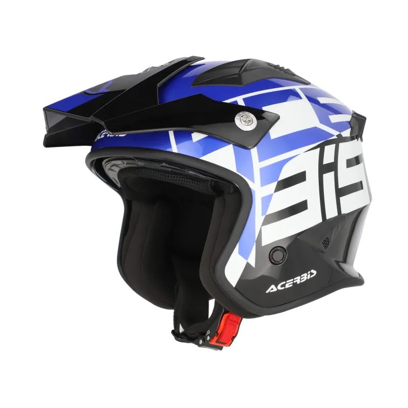 Casco Acerbis Jet Aria Graphic Sport 22-06 color negro y azul mate 0026602.295