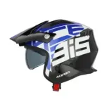 Casco Acerbis Jet Aria Graphic Sport 22-06 color negro y azul mate 0026602.295