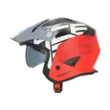 Casco Acerbis Jet Aria Graphic Sport 22-06 color gris y rojo mate 0026602.295