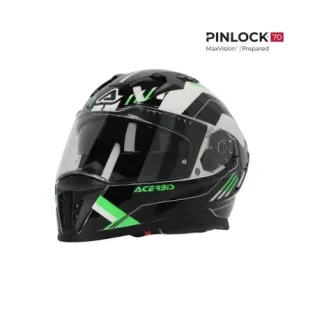 Casco integral Acerbis Homologación 22-06 negro y verde 0026016.325