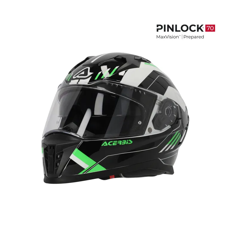 Casco integral Acerbis Homologación 22-06 negro y verde 0026016.325