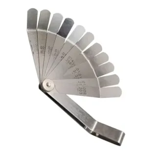 Juego de galgas 12 hojas ToolHub 10200 acodadas 30° largo 100 mm para moto