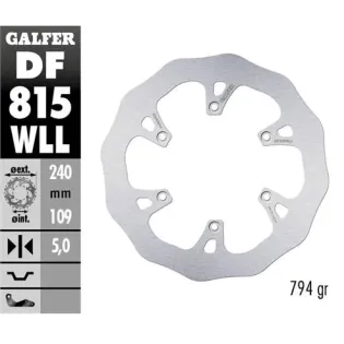 Disco freno trasero Galfer DF815WLL Wave sólido 240x5 mm Beta RR/Xtrainer 6 tornillos Ø125