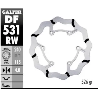 Disco freno trasero Galfer DF531RW Wave ranurado 240x4 mm Yamaha YZ/Fantic 6 tornillos Ø13