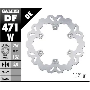Disco freno Galfer DF471W Wave 267x5 mm 6 tornillos Ø150 Yamaha FZ/FZR/FZS/BT1100 (delante