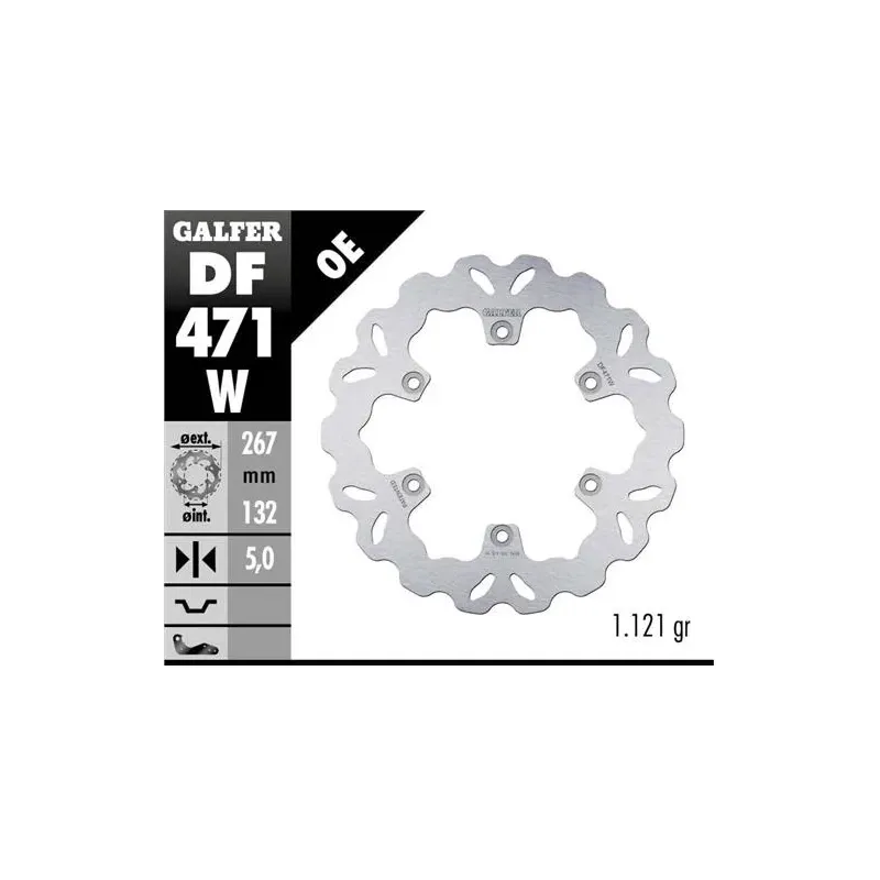 Disco freno Galfer DF471W Wave 267x5 mm 6 tornillos Ø150 Yamaha FZ/FZR/FZS/BT1100 (delante