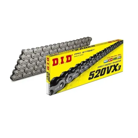 Cadena DID 520 VX3 122 pasos color acero con remache - 28831225Z
