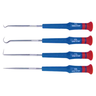 Juego ganchos de precisión King Tony 30914AY 4 piezas 170 mm para taller moto