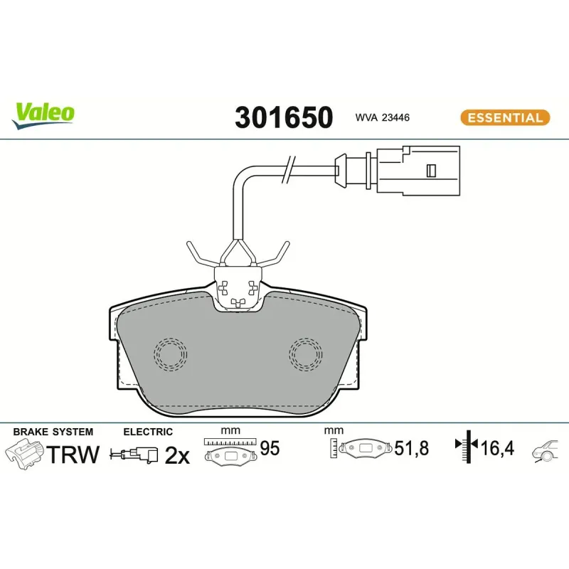 VALEO 301650 Juego de pastillas de freno