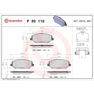 BREMBO P 30 110 Juego de pastillas de freno