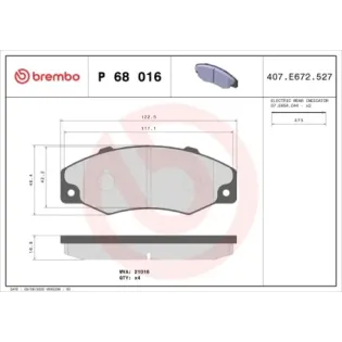 BREMBO P 68 016 Juego de pastillas de freno