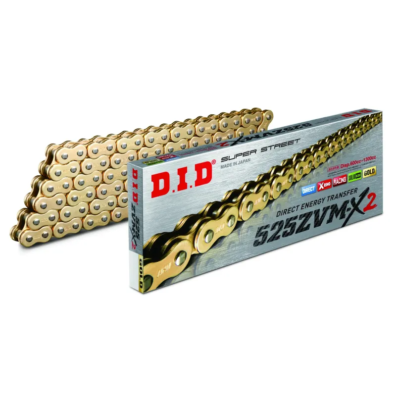 CADENA DID 525 ZVM-X2 con 120 pasos color oro y remache  -  28841209Z