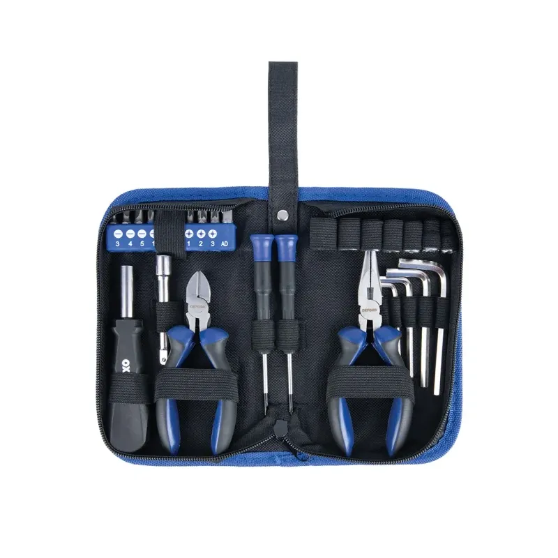Kit de herramientas moto 28 piezas con estuche compacto Oxford Biker Toolkit