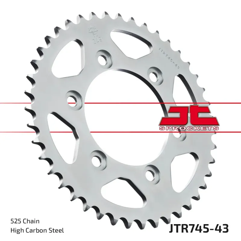 Corona moto JT Sprockets de acero de 43 dientes JTR745.43