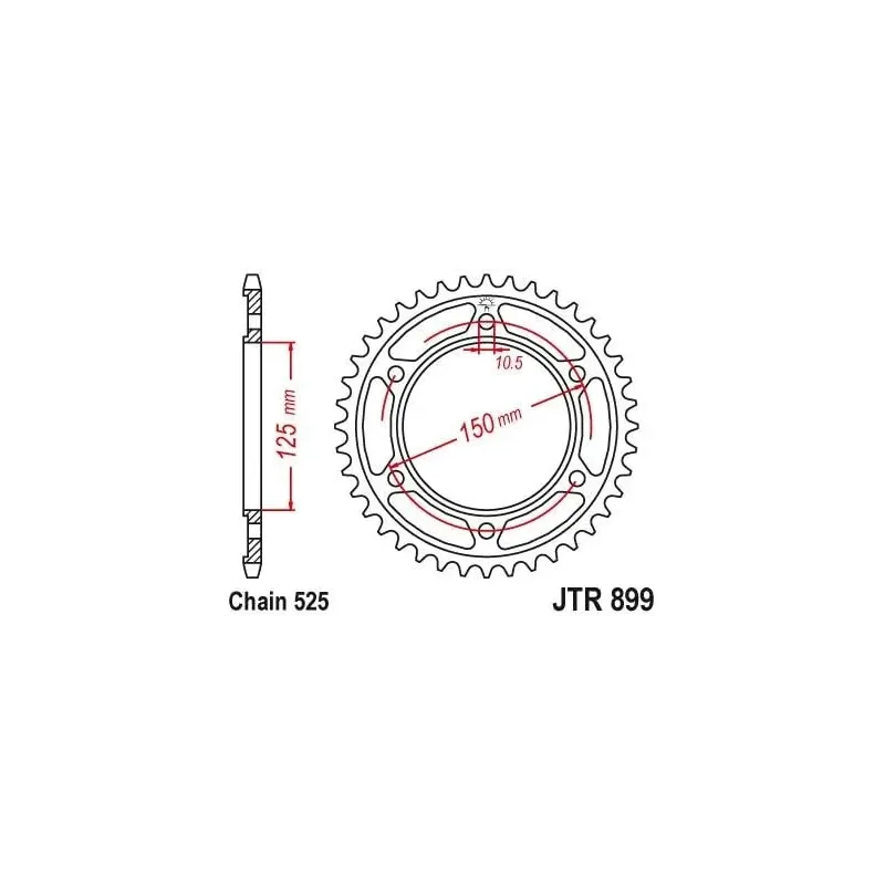 corona moto jt sprockets de acero de 42 dientes jtr899 42zbk