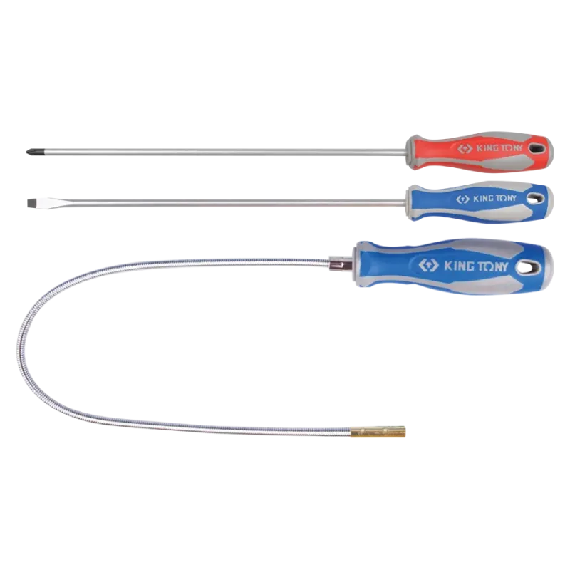 Juego destornilladores extra largos King Tony 31003MR PH2/6.5 x 300 mm + imán para moto