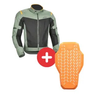 Chaqueta Acerbis CE Ramsey  color verde y amarillo + Espaldera D30 Viper Air FB Nivel 2