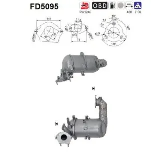 AS FD5095 Filtro hollín/partículas, sistema escape