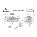 Pinza freno delantera izquierda radial 100mm Brembo M432B titanio – 20B69074