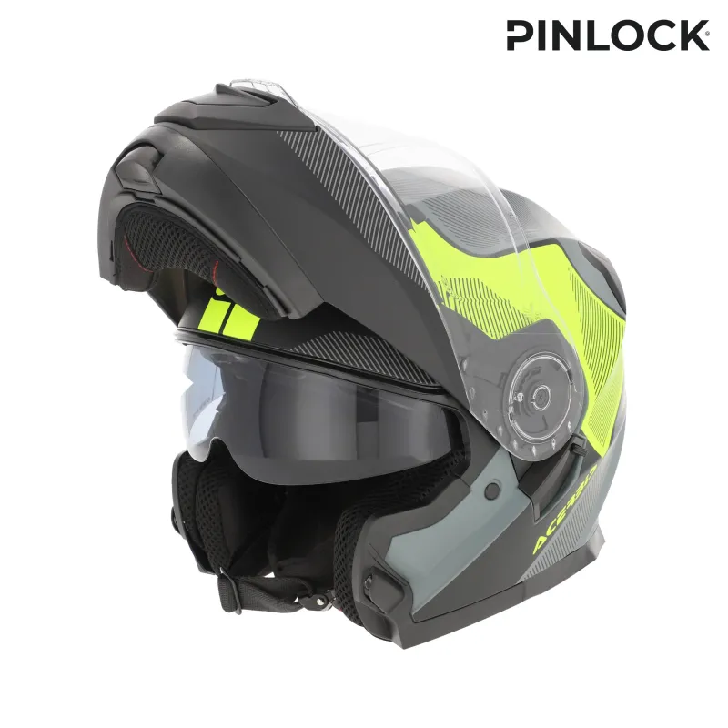 Casco modular Acerbis serel negro y amarillo fluor Homologación 22-06