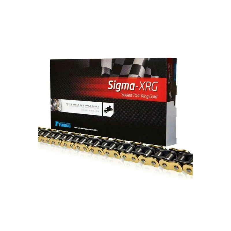 Cadena de transmisión moto Tsubaki Sigma XRG paso 530 112 pasos con retenes
