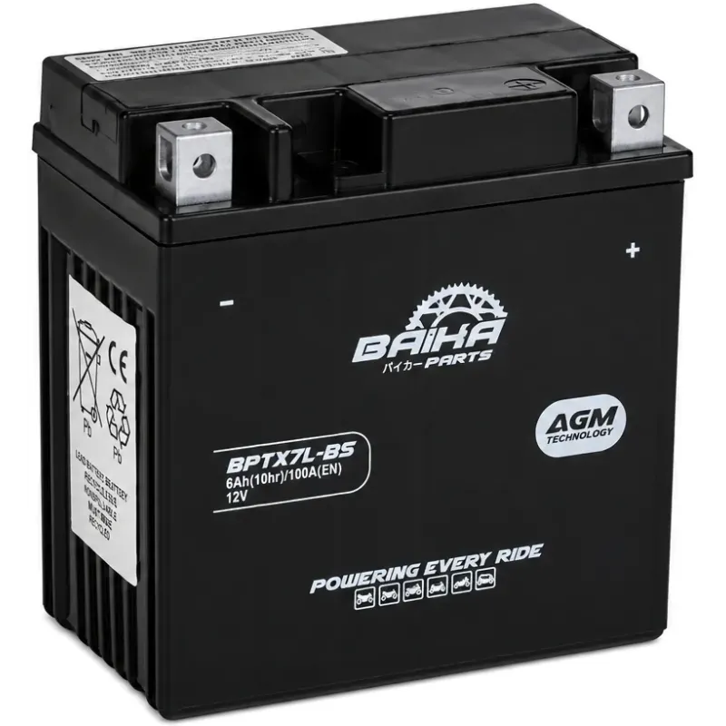Batería moto sin mantenimiento precargada Baika YTX7L-BS