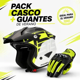 Pack casco jet Acerbis Aria Graphic Sport 22-06 negro amarillo flúor mate con guantes Acerbis Ramsey MY Vented amarillo negro