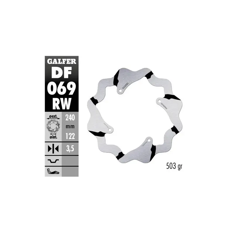 Disco freno trasero Wave Galfer DF069RW 240x3.5 mm Honda CR/CRF 4 tornillos Ø140