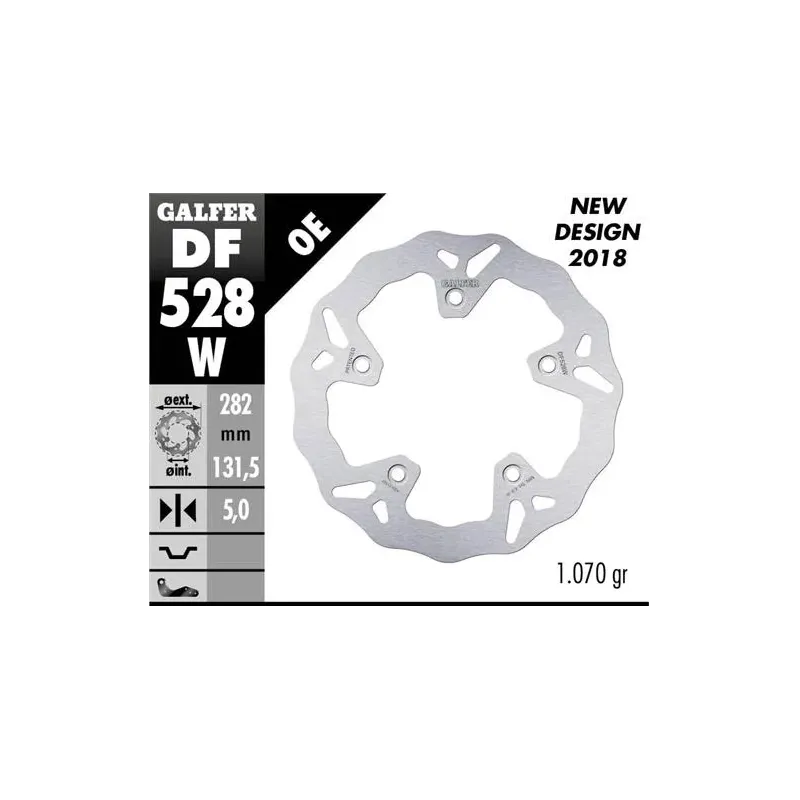 Disco de freno trasero Galfer DF528W Wave fijo 282x5 mm para Yamaha T-MAX 530