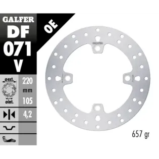 Disco de freno delantero Galfer DF071V redondo 220 mm para Honda SH Scoopy y Dylan