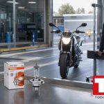 Moto en una estacion de inspeccion tecnica de vehiculos lista para la revision