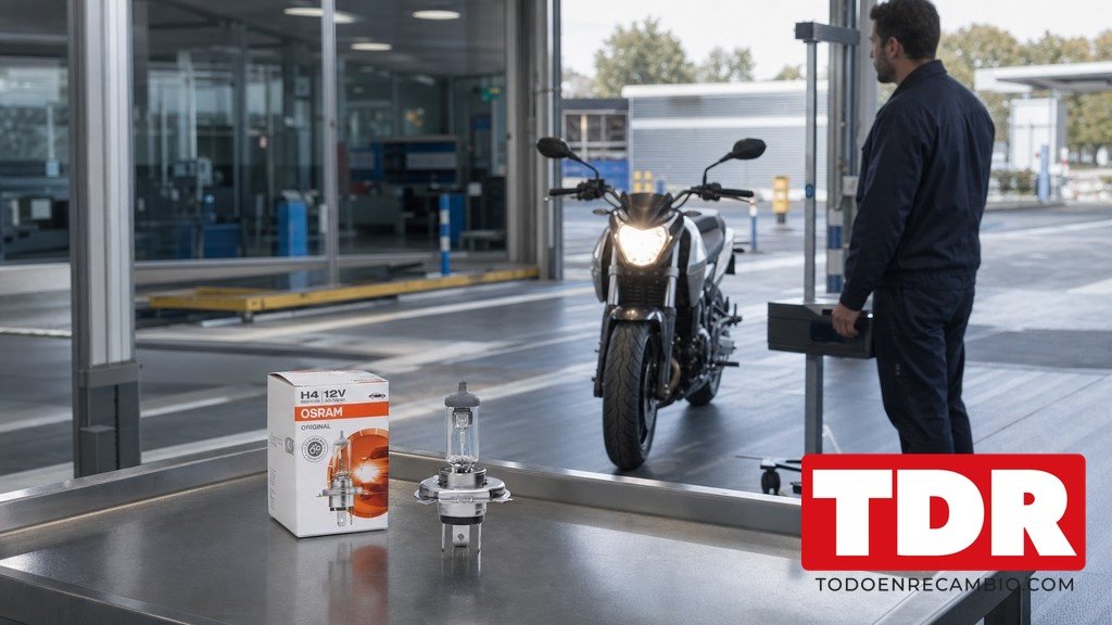Moto en una estacion de inspeccion tecnica de vehiculos lista para la revision