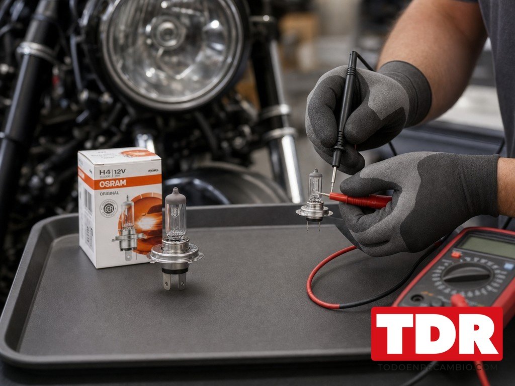 Moto en una linea de inspeccion tecnica de vehiculos durante la revision