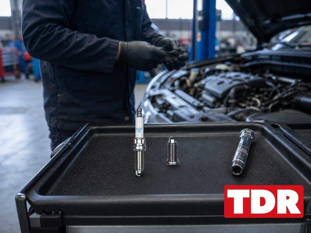 Revision del nivel de aceite del motor con la varilla en un taller