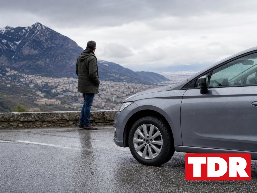 Cadenas para la nieve montadas en la rueda de un coche