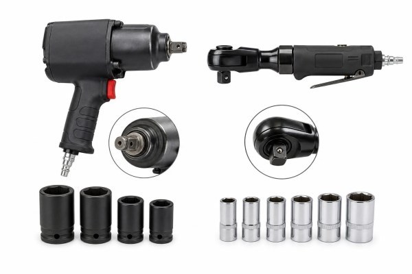 Llave de impacto y carraca neumática para trabajos de automoción