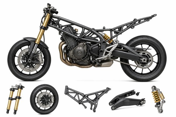 Diagrama de los principales recambios de chasis para moto