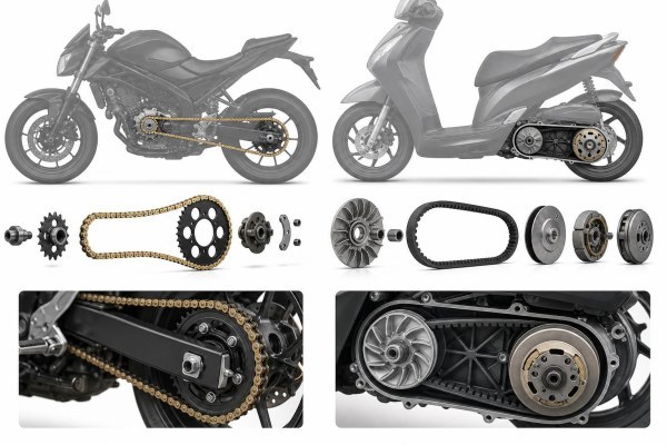 Componentes principales de transmisión de moto con cadena y variador